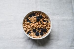 breakfast, cereal, blueberries
