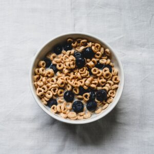 breakfast, cereal, blueberries